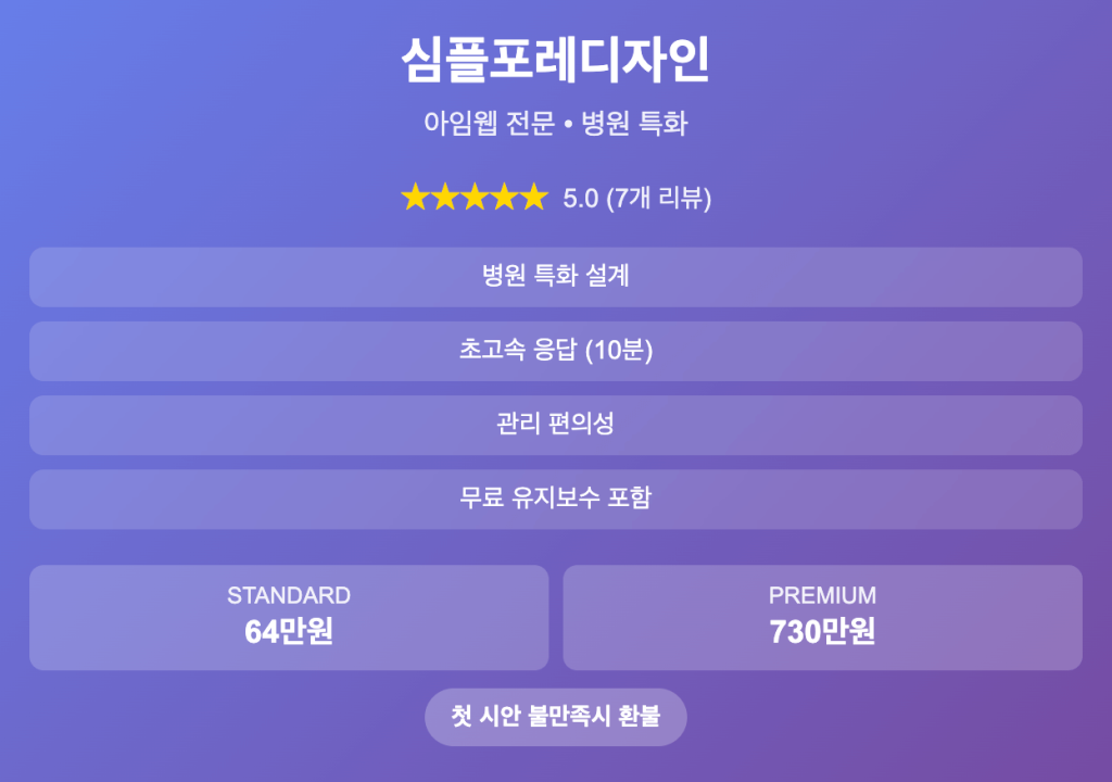 홈페이지 제작업체 비교 심플포레